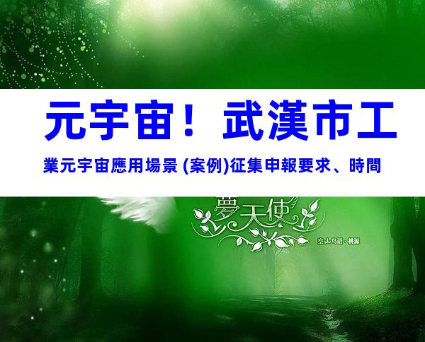 元宇宙！武漢市工業元宇宙應用場景 (案例)征集申報要求、時間